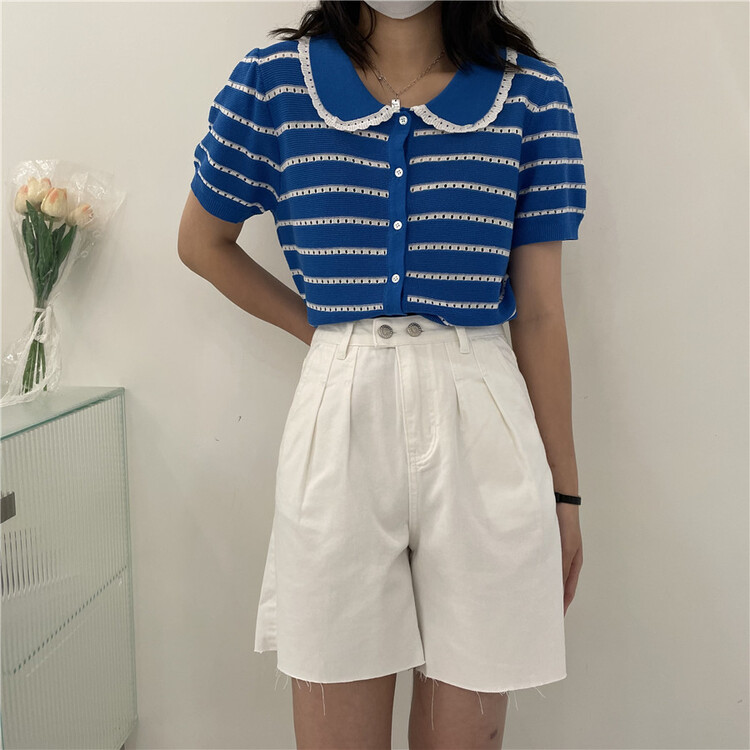 [naimier] baby collar striped sweater ys1-2080# LSW