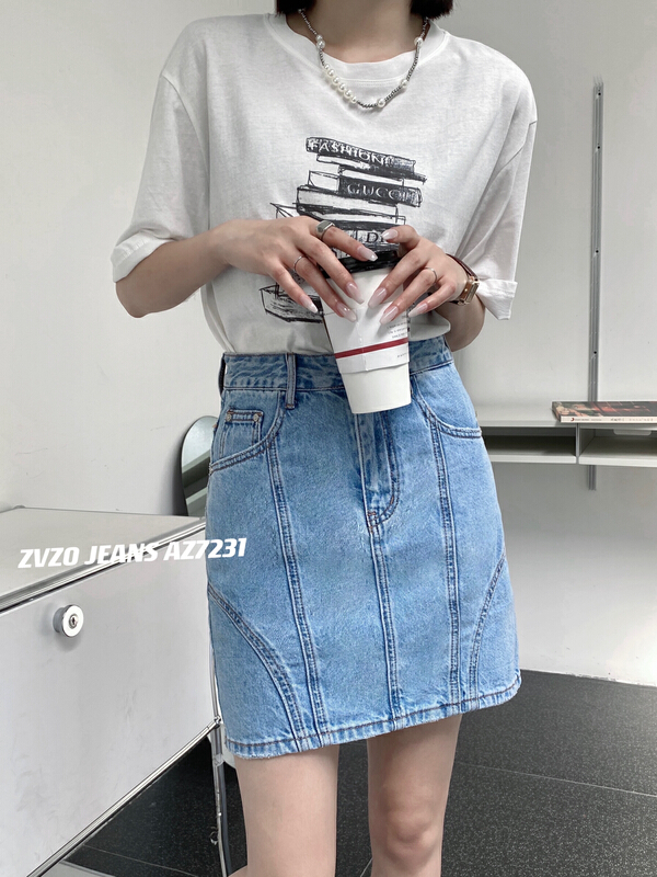[zvzo] temperament high waist versatile skirt az7231# CLS