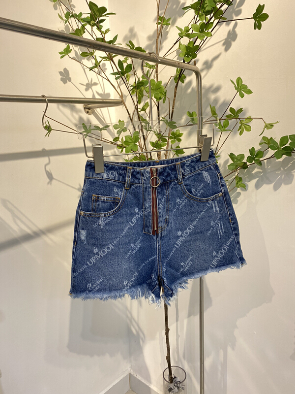 [Nancy] fashionable and versatile high waist zipper denim shorts 0122# WPL
