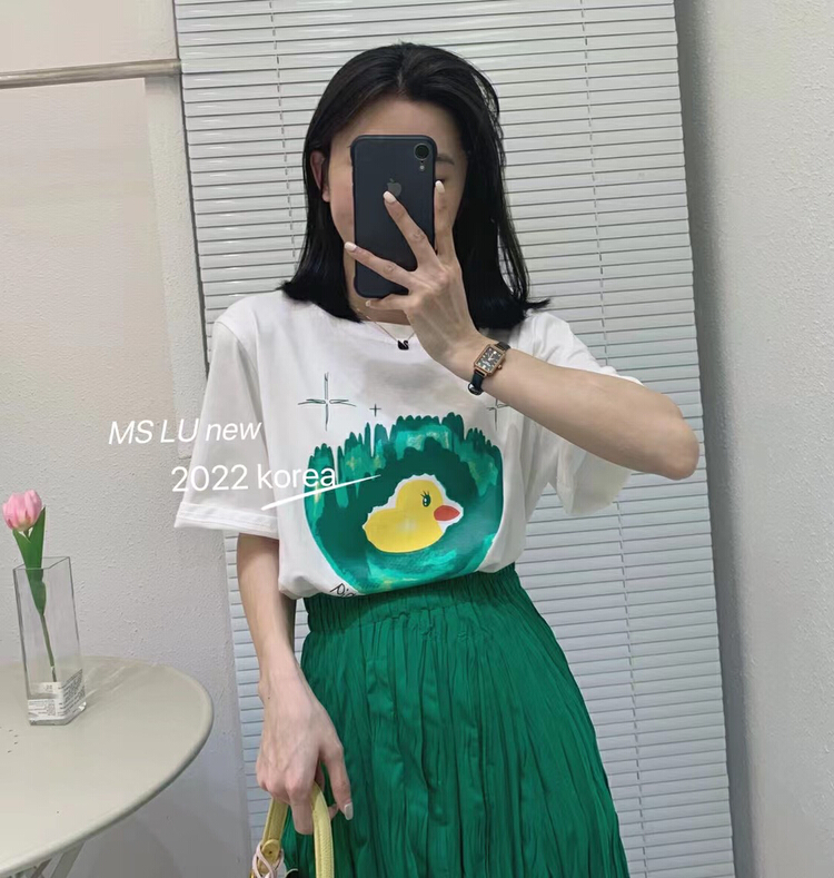 goods in stock! New in early summer! [Xiaoxiaojia] cartoon duck print short sleeve T-shirt 80332# WTT