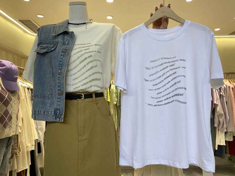 [Boran Boran] Korean simple printing versatile short sleeve T-shirt 6212# XYY