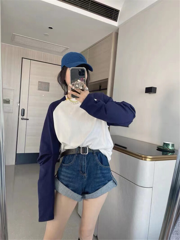 [IU room] Korean loose and comfortable denim shorts (with belt) 1237# XYY