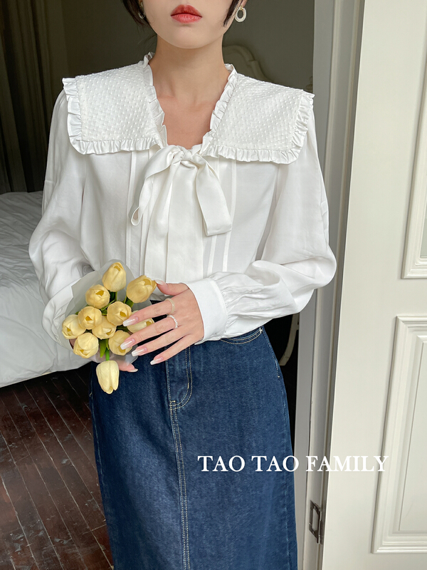 New year in early spring! [Taotao family] lace Versatile Single breasted blouse 3380# lwy