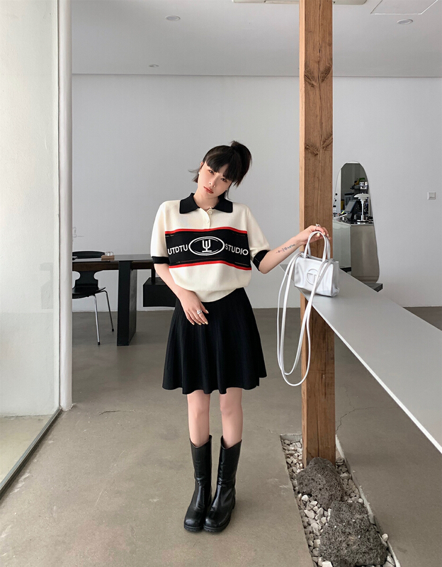 [Meet Rainbow] color blocking fashion versatile sweater 133# LSL
