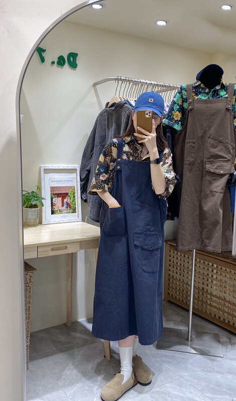 goods in stock! New in early summer! [da. 7] stitched pocket wash strap skirt 2352-1# LSL