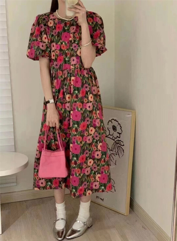 [Susan] Vintage saffron bubble sleeve dress 18216# LSW