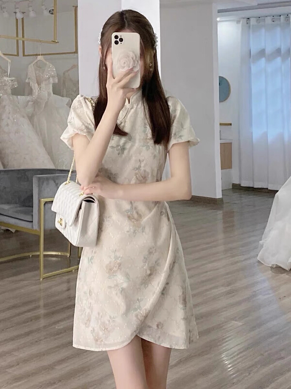 In early summer! [Huaxi] French floral Pullover dress 8910\pcz