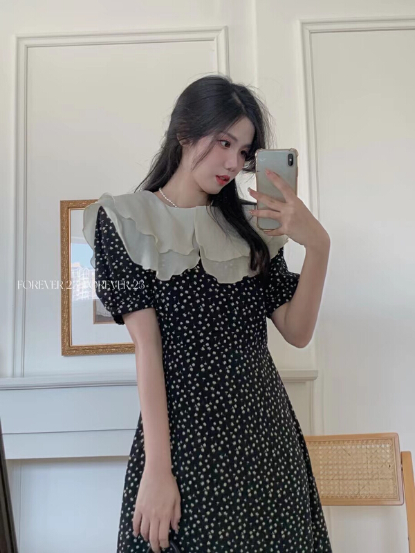 Live broadcast! [forever23] temperament lady color matching dress a2076# hjy