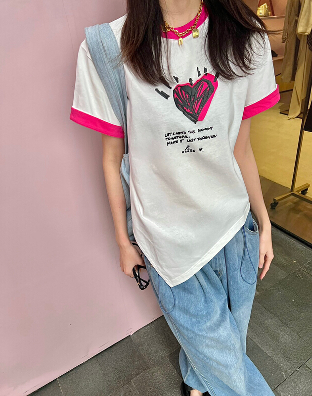 [Nancy] Korean diamond print short sleeve T-shirt 6326# WPL