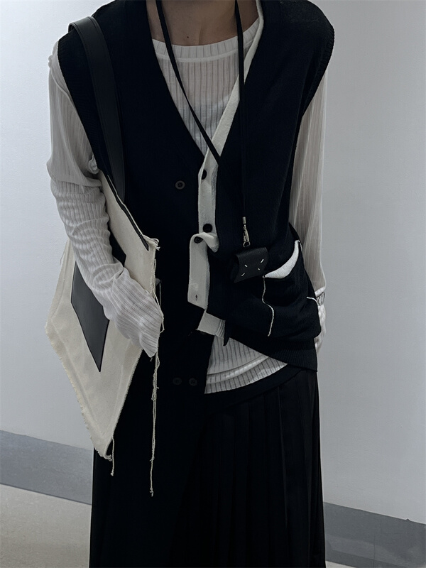 Original price 99.00! [WP / Yinuo] Korean style fashion personalized color contrast vest z607# CSX