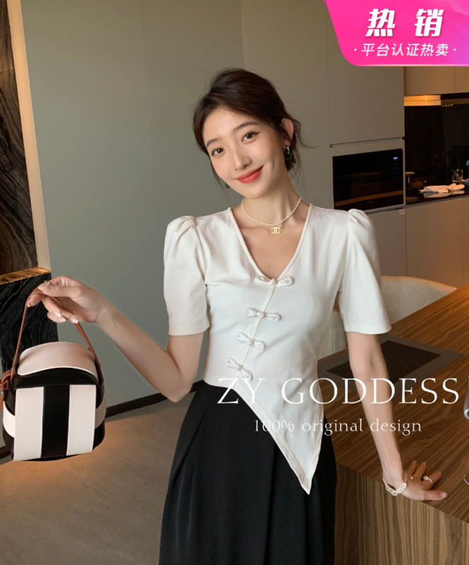 [ZY] national style elements, irregular short sleeve T-shirt 68338# ozq