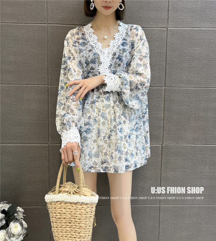 [UUS] fashion V-neck floral dress 221192# zyh
