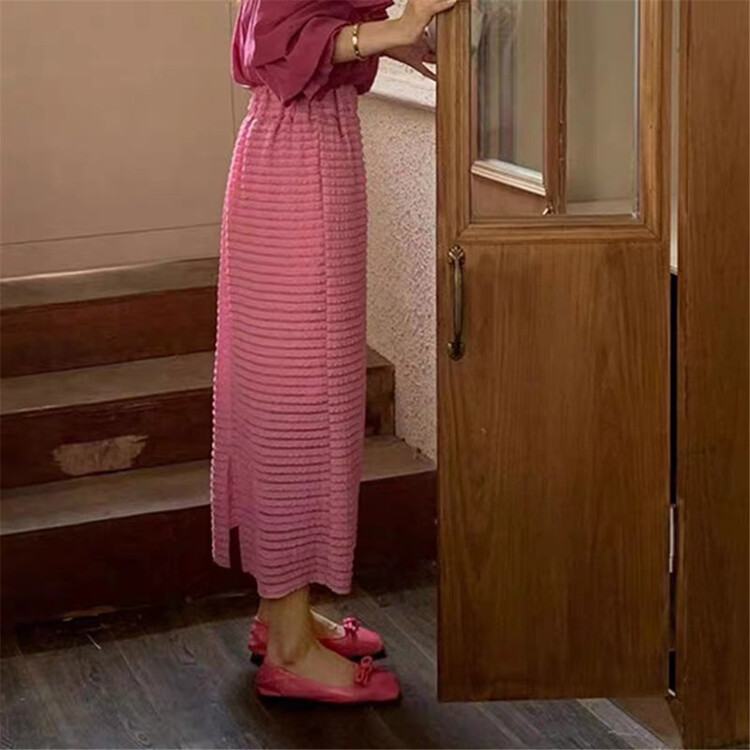 [xiaocaimiao] Korean version solid color pleated skirt 8522# lwy