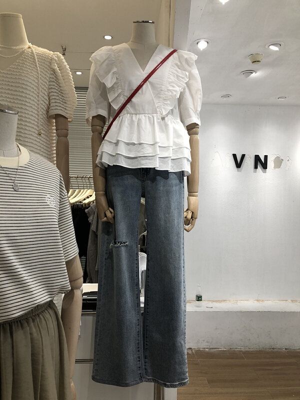 [going] solid V-neck versatile shirt 9536# lwy
