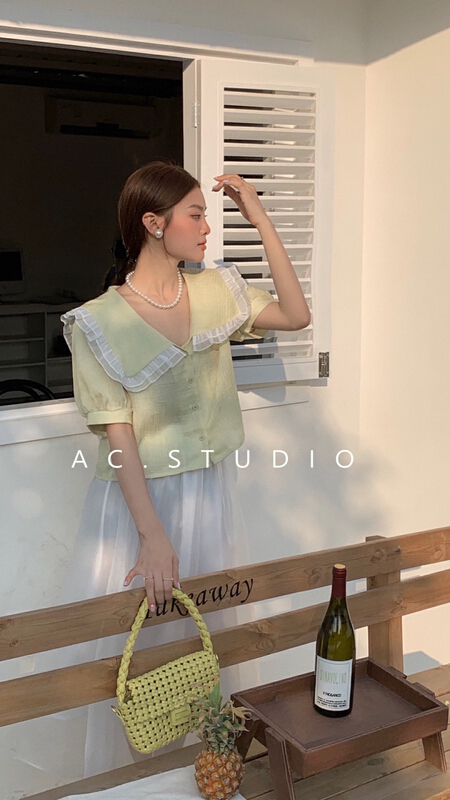 [A.C] Korean style baby collar lace blouse 11508# LSL