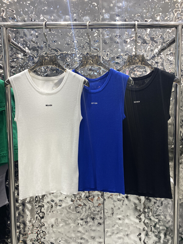 [7n] striped loose crew neck vest / sling 9031# ozq