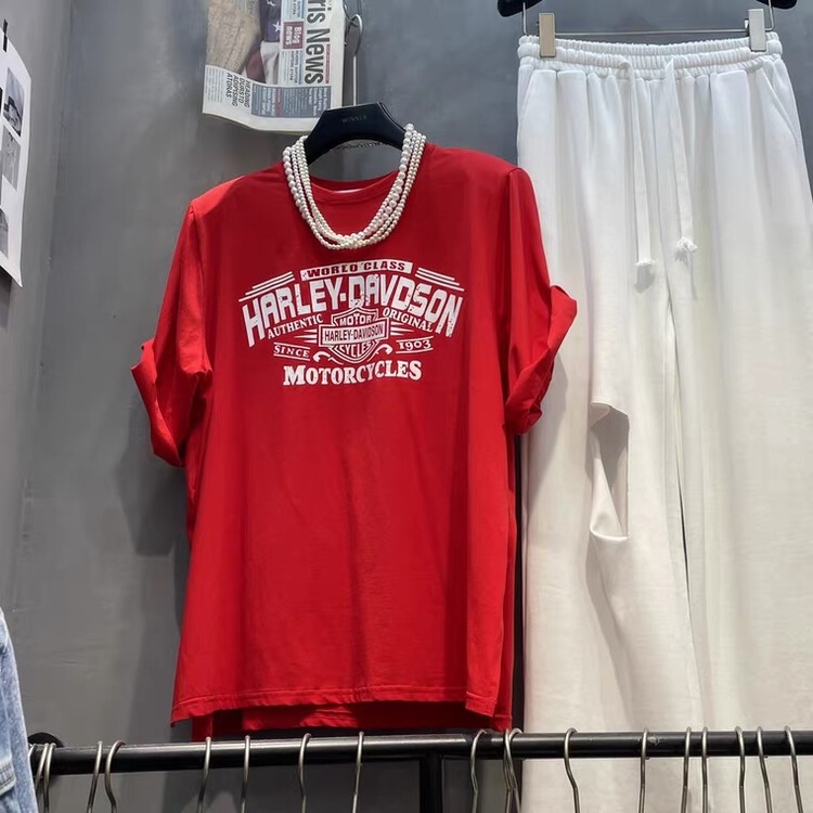 [DL] personalized letter printed shoulder pad short sleeve T-shirt 8316# WTT