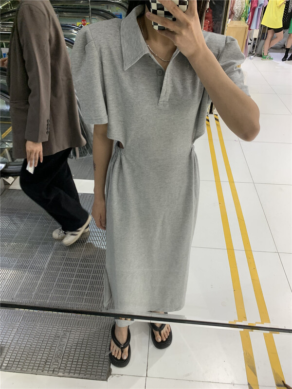 [al] hollow out lady style bubble sleeve dress 5223# lwy