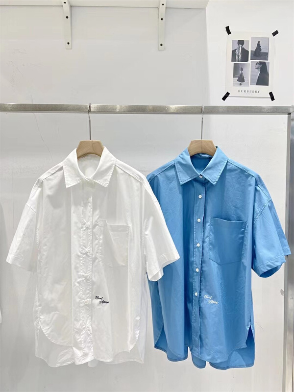 [td] Korean embroidered short sleeved shirt c005887# XJ