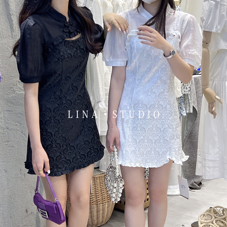 New in early summer! [Lina] three dimensional jacquard waist closing thin dress 0096# hjy