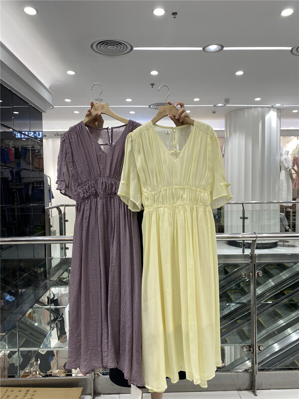 [Gusha] Korean version solid color short sleeved dress ys1-6146# WPL