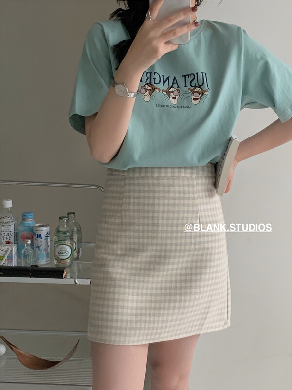 [blank] Korean tiger letter ins style short sleeve T-shirt 51662# jhy
