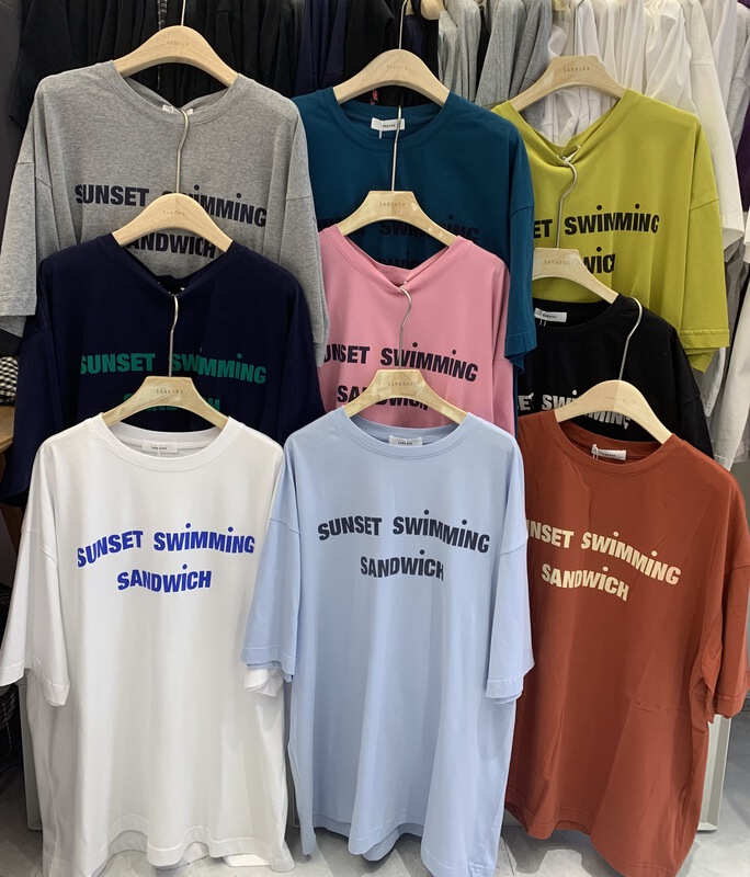 Live 52! [sanbara] lazy letter print fashion short sleeve T-shirt 9570# LSW