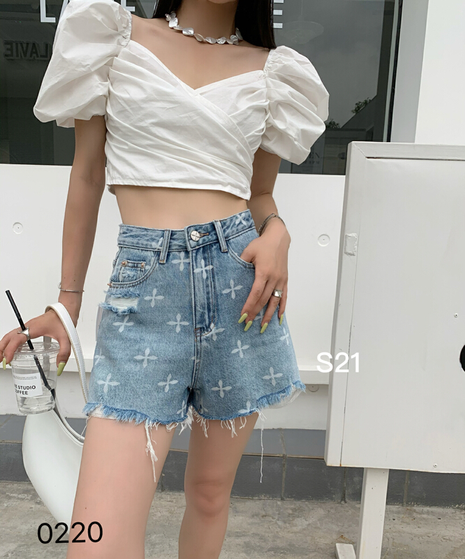 New in early summer! [CC] pattern printed fashion denim shorts 0220# XYJ