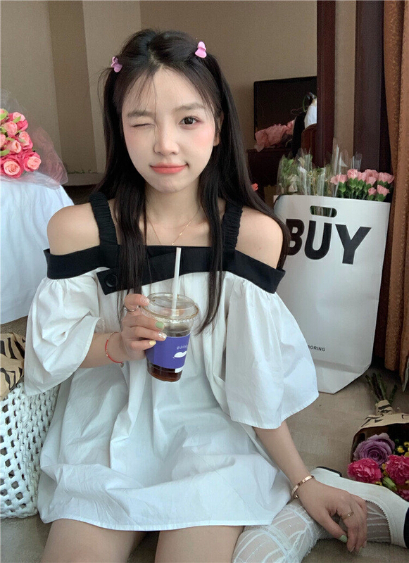 [Feimao (Yimao)] one shoulder color blocking fashion shirt ym-4004# LSL