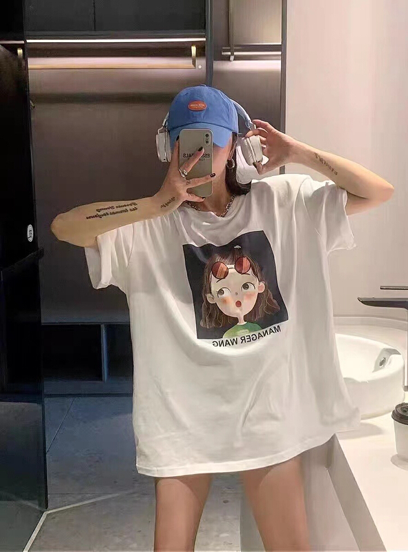 New in early summer! [HH] Korean casual print large short sleeve T-shirt 908# L