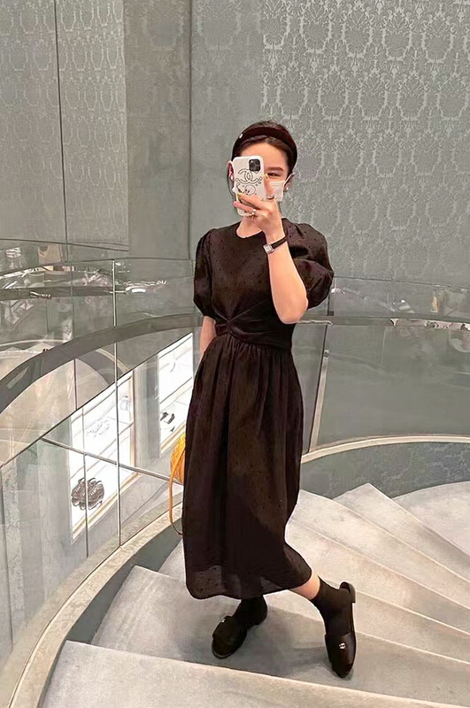 [Tn] bubble sleeve waist closing lady dress l8337# cqw