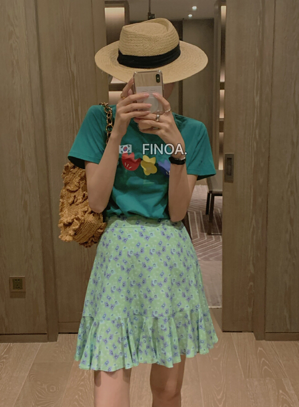 New in early summer! [finoa] Korean casual fashion floral skirt 10388# CLS