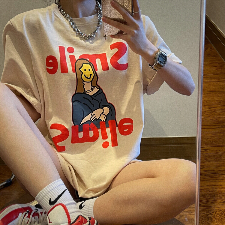 New year in early spring! [kakamee] Korean smile letter short sleeve T-shirt 3867# LSL