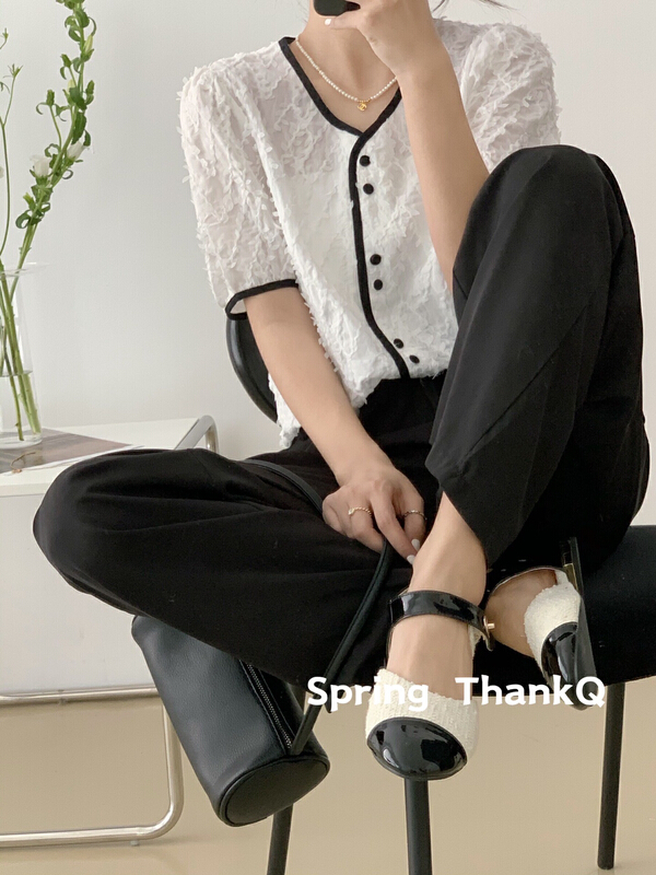 New year in early spring! [thankq] Korean breasted jacquard blouse 6816# ZSY