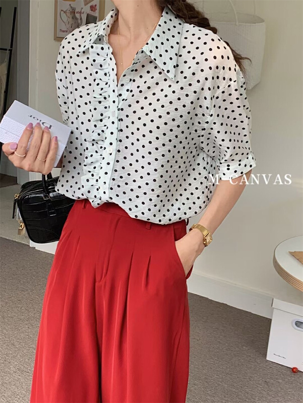 New in early summer! [Mi hang m-canvas] Korean version versatile exquisite blouse 8000# lwy
