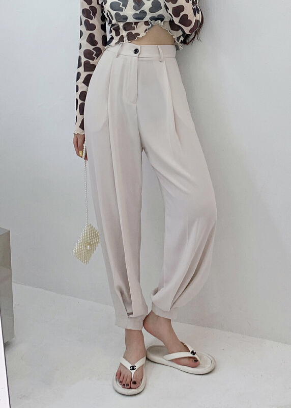 [Xi Xi] Korean version of versatile semi elastic waist trousers ys6021# ozq