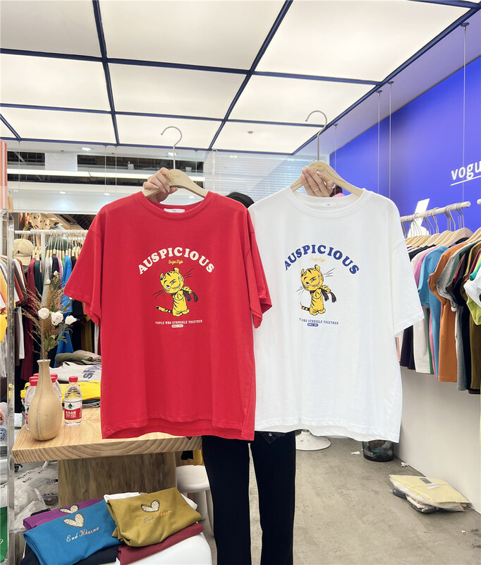 New year in early spring! [1986] cartoon printed Korean loose short sleeve T-shirt c245# LSL