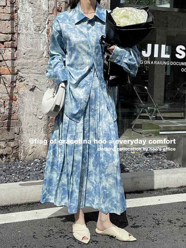 New year in early spring! [gracetina Hoo] design sense niche silhouette tie dyed shirt cs6183# zxl