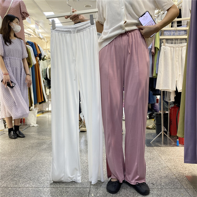 [e + 1] simple solid color vertical casual pants 883# XYY