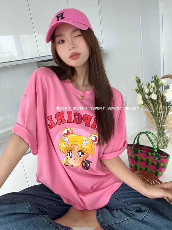 New in early summer! [seven 7] Korean loose pretty girl short sleeve T-shirt 8164# WTT