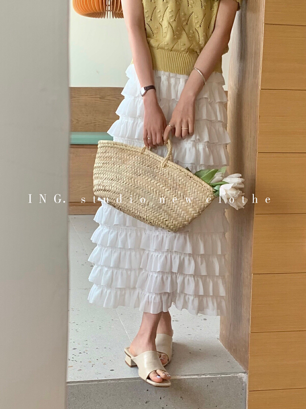 New in early summer! [ing] Korean version of exotic aging high waist layered cake skirt 7691# HBx