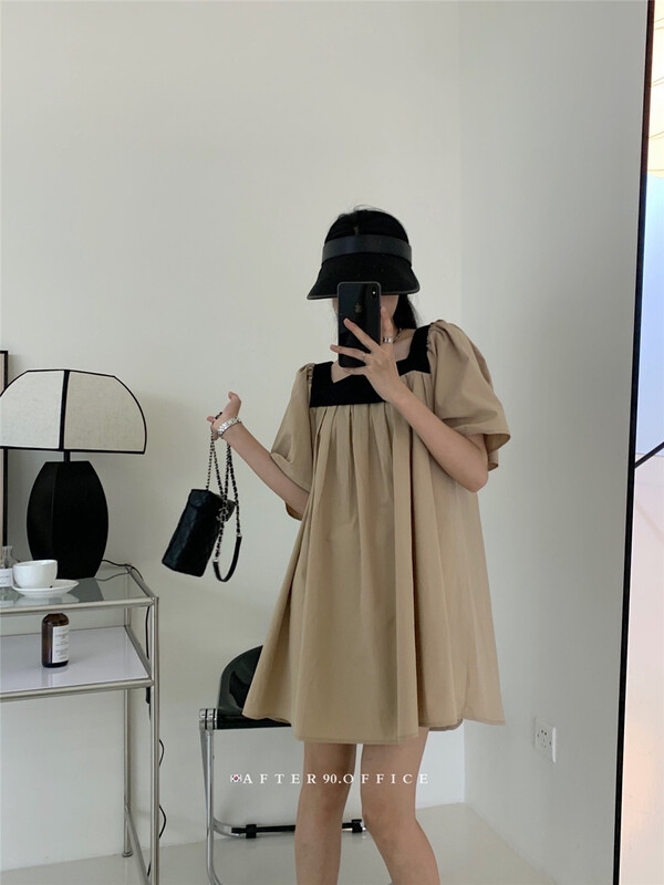 [after. 90] color blocking fashion Korean dress (skirt only) 6728# ll
