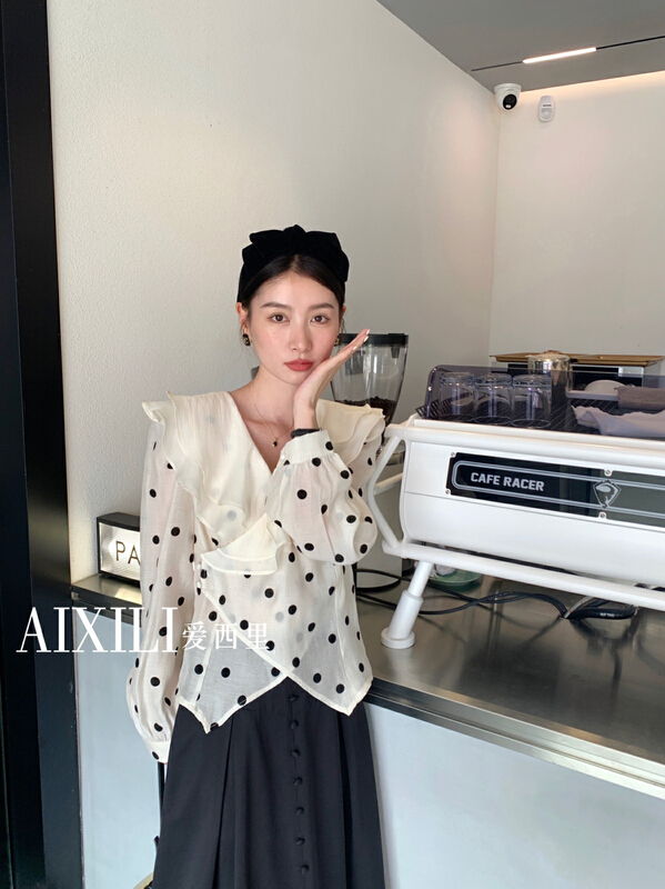 [aixili aisili] fashion wave point versatile small shirt 6252-1# WPL