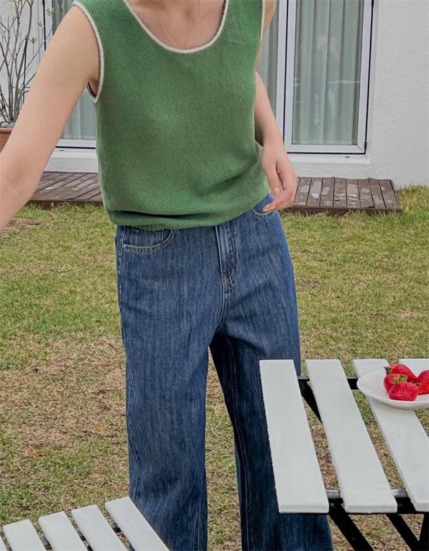 [acme group] Japanese color contrast edge versatile knitted vest / suspender ys1-1099# CLS