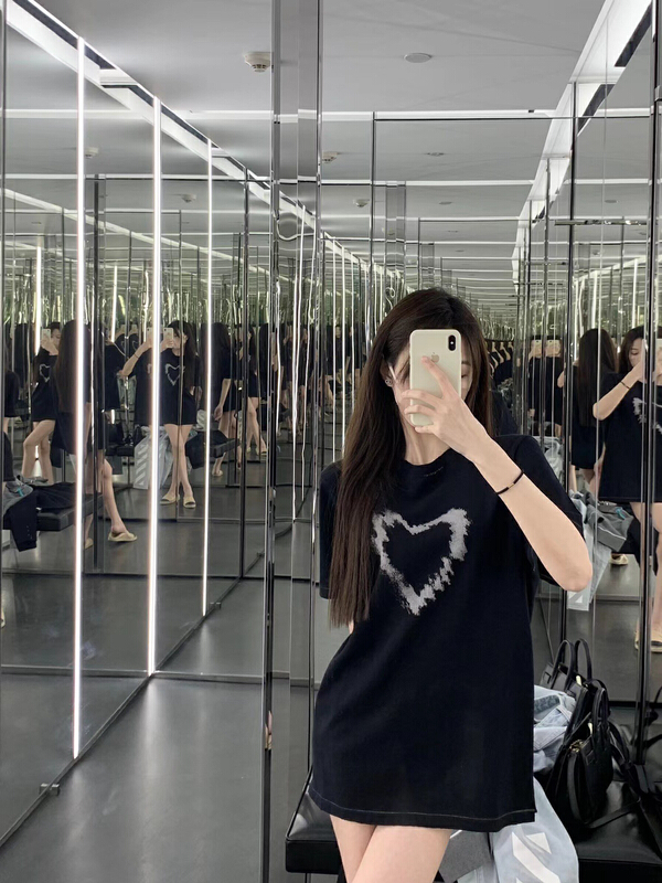 [wgwe] simple love printed round neck short sleeve T-shirt 1641# PCZ
