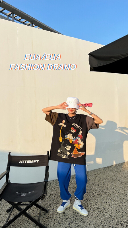 [European and American trend] angry Donald Duck printed short sleeve T-shirt (T-shirt only) 12258# L