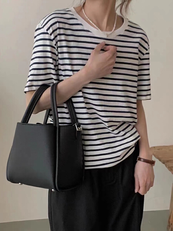 【8】 Crew neck Pullover stripe short sleeve T-shirt 9619# XYY