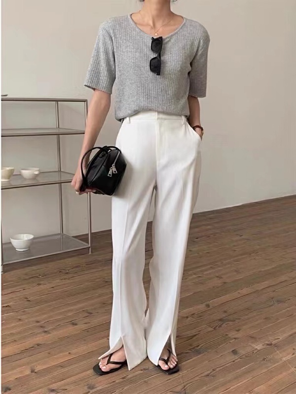 Original price 55.67! New year in early spring! [e + 1] Korean version high waist split wide leg slim trousers 6002# XYY