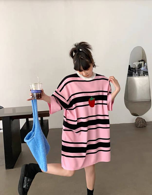 [blue show] striped strawberry fashion dress 6104# LSW
