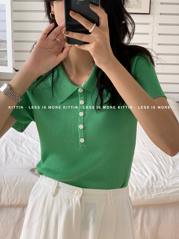 New in early summer! [Kittin] Korean polo collar design sense sweater 178# XYY
